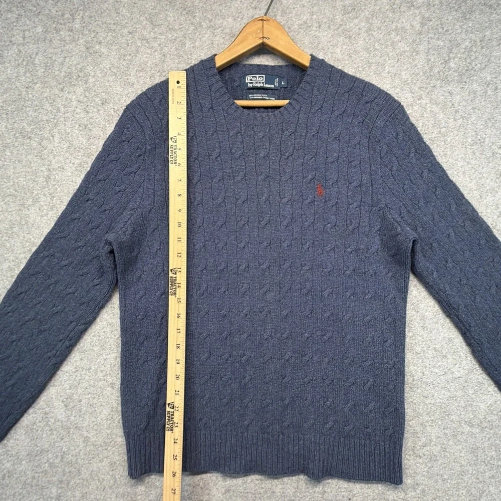 Vintage Polo Ralph Lauren Angora Wool Cable Knit Sweater Large Pony Fisherman